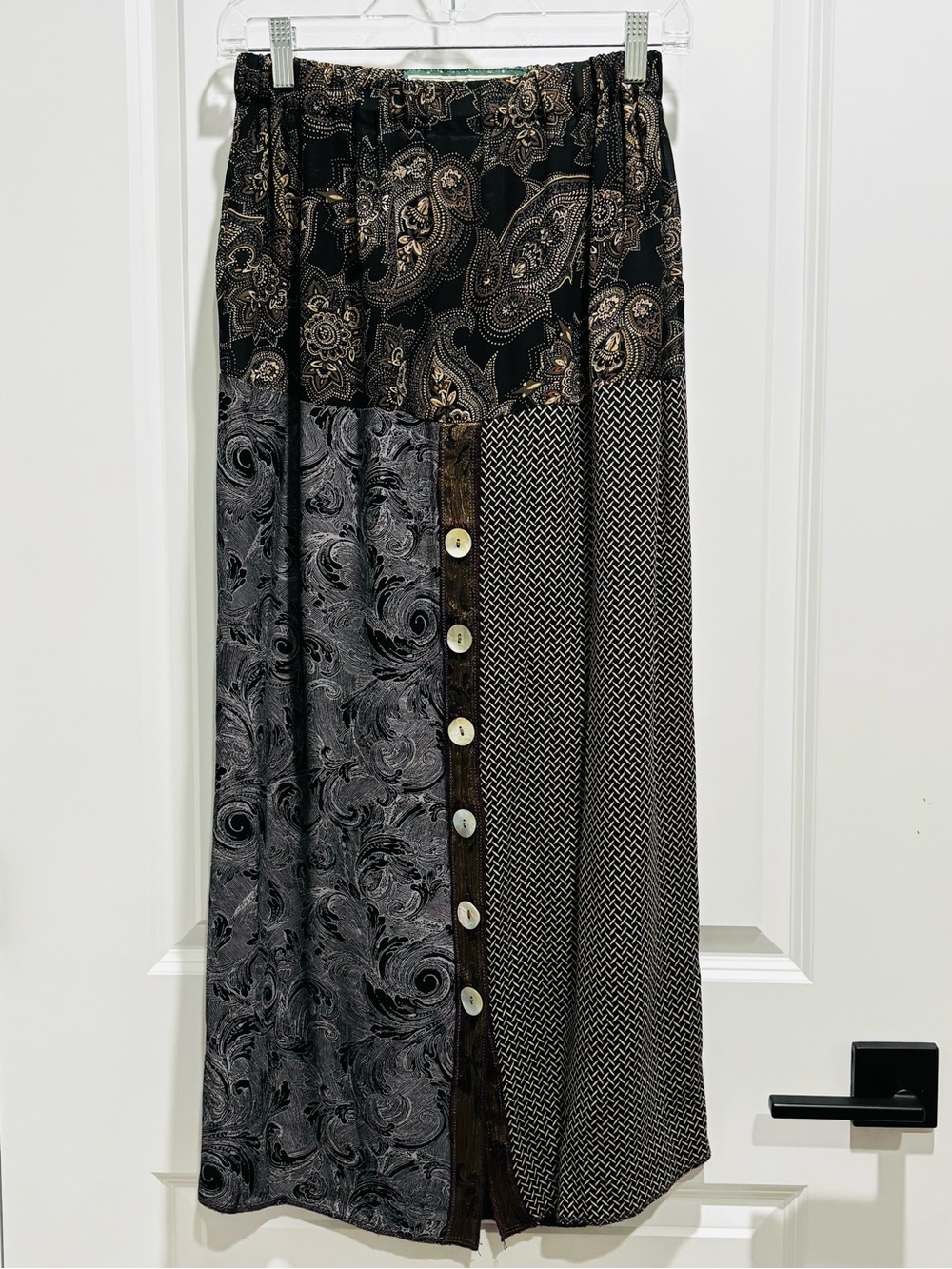 Vintage 90s NoThing Matches Patchwork Maxi Skirt Whimsigoth Boho Art To Wear